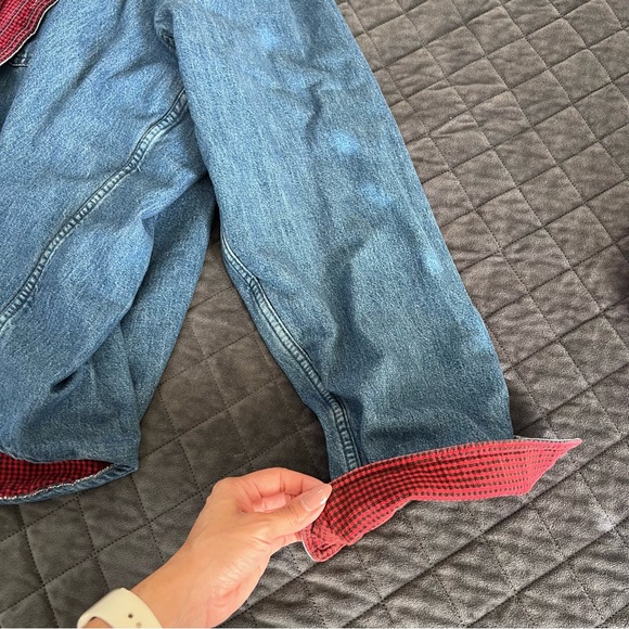 Vintage LL Bean Denim Shacket Shirt Mens XXL Blue Flannel Lined Jacket - Picture 9 of 10